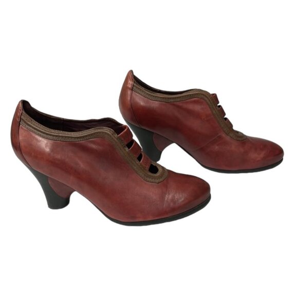 Everybody by BZ Moda Red‎ Leather Heeled Booties Art to Wear Comfort Shoes EU 41 - Picture 5 of 12